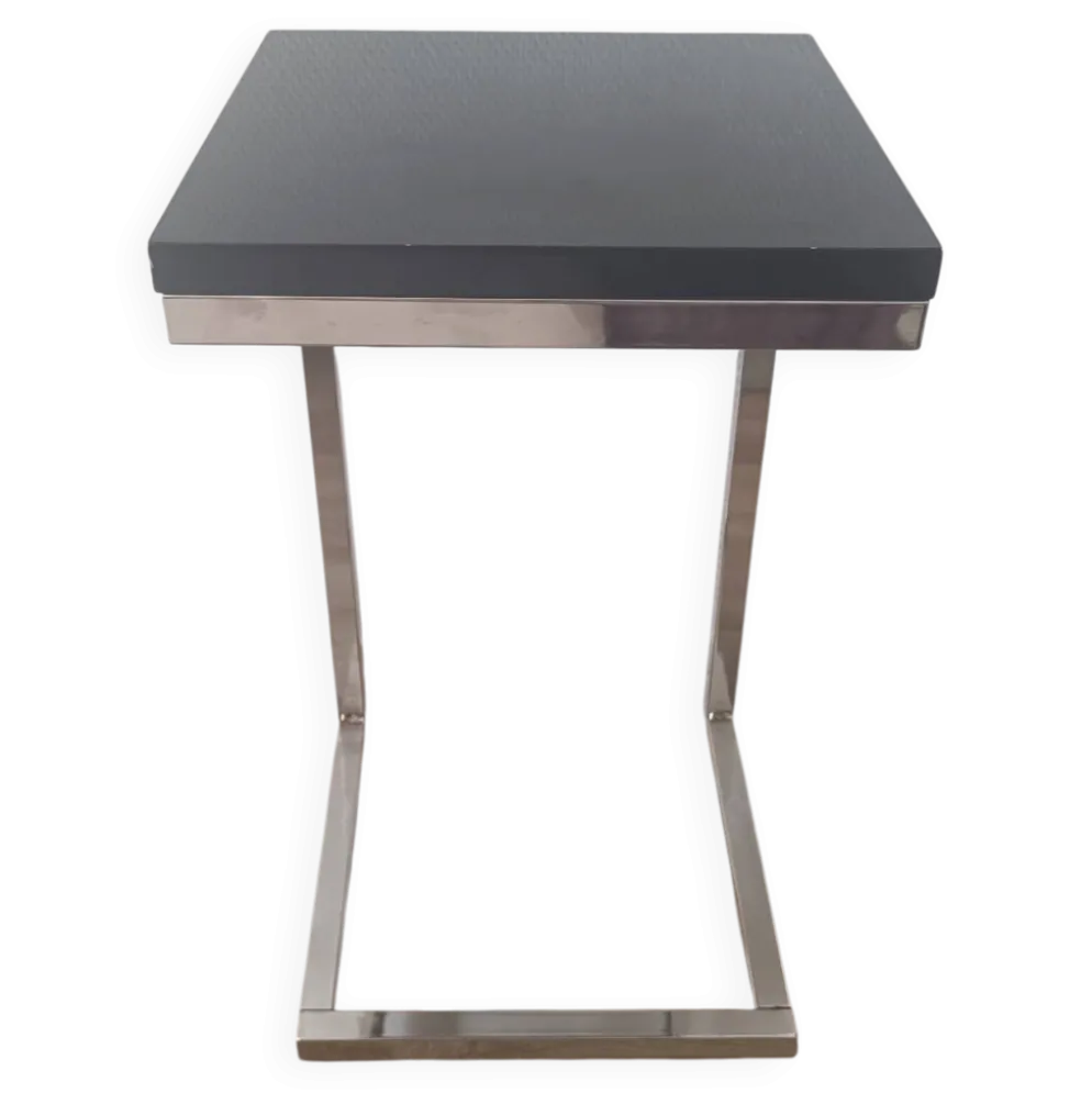Bout de canapé en C design contemporain — Acier chromé lourd et platea