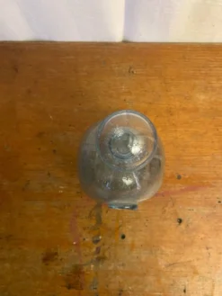 Bouteille ancienne Biot verre soufflé bullé bleu + bouchon vintage
