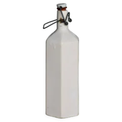 Bouteille ancienne en céramique émaillée beige