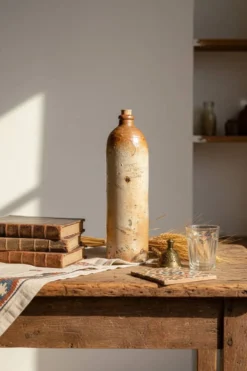 Bouteille Ancienne en Grès – Pièce de Collection