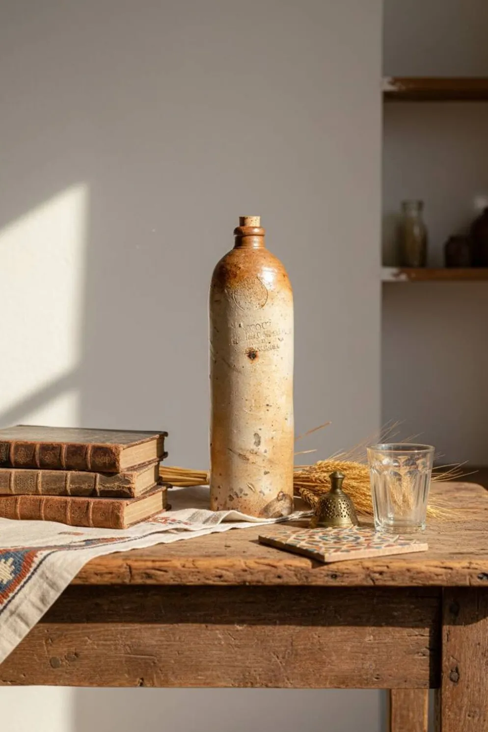 Bouteille Ancienne en Grès – Pièce de Collection