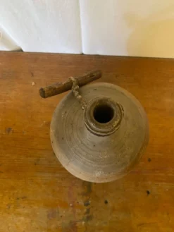 Bouteille Ancienne Grès Beige + Bouchon Bois Grand Volume Vintage