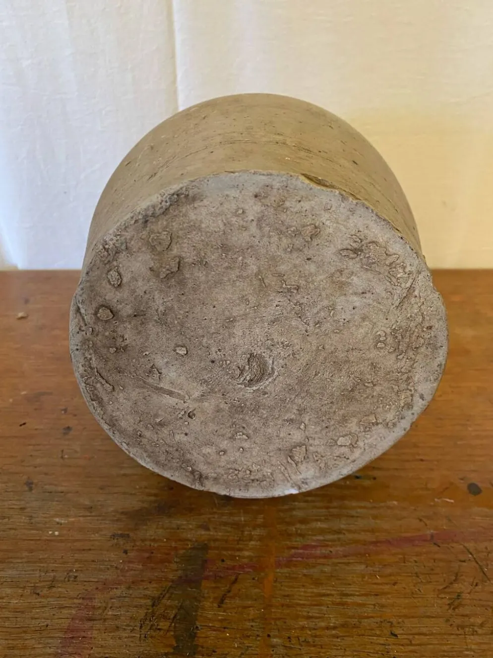 Bouteille Ancienne Grès Beige + Bouchon Bois Grand Volume Vintage