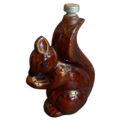 Bouteille Ancienne Grès Émaillée Forme Écureuil Marron + Bouchon Vinta