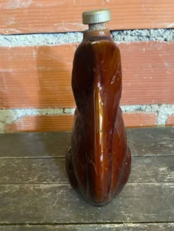 Bouteille Ancienne Grès Émaillée Forme Écureuil Marron + Bouchon Vinta