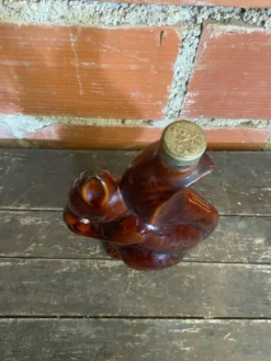 Bouteille Ancienne Grès Émaillée Forme Écureuil Marron + Bouchon Vinta