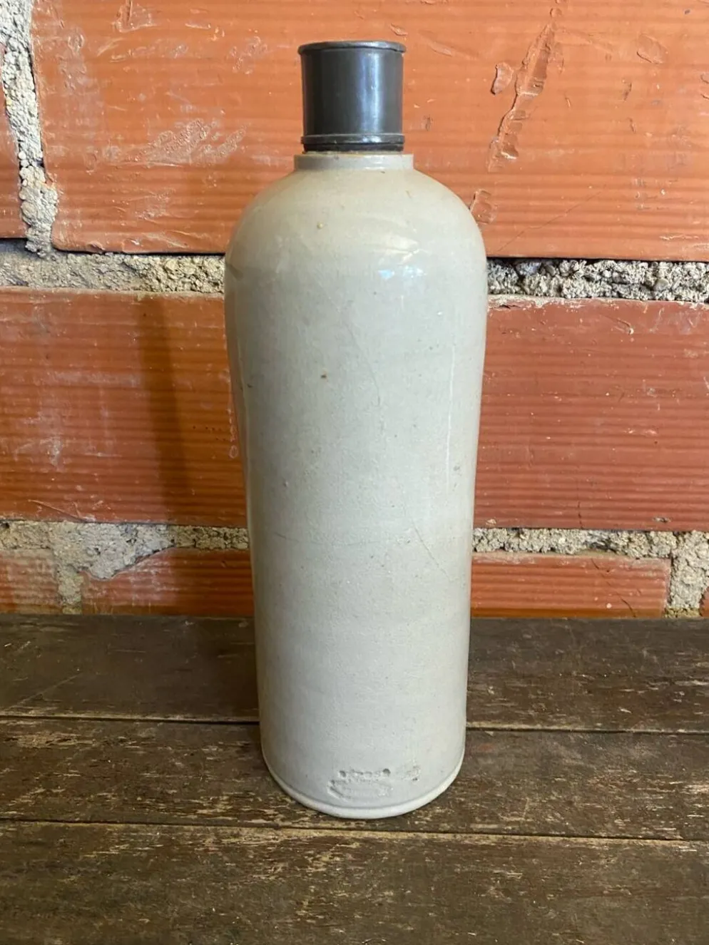 Bouteille ancienne paul langeron grès vernissé gris bouchon metal vint