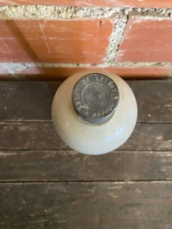 Bouteille ancienne paul langeron grès vernissé gris bouchon metal vint