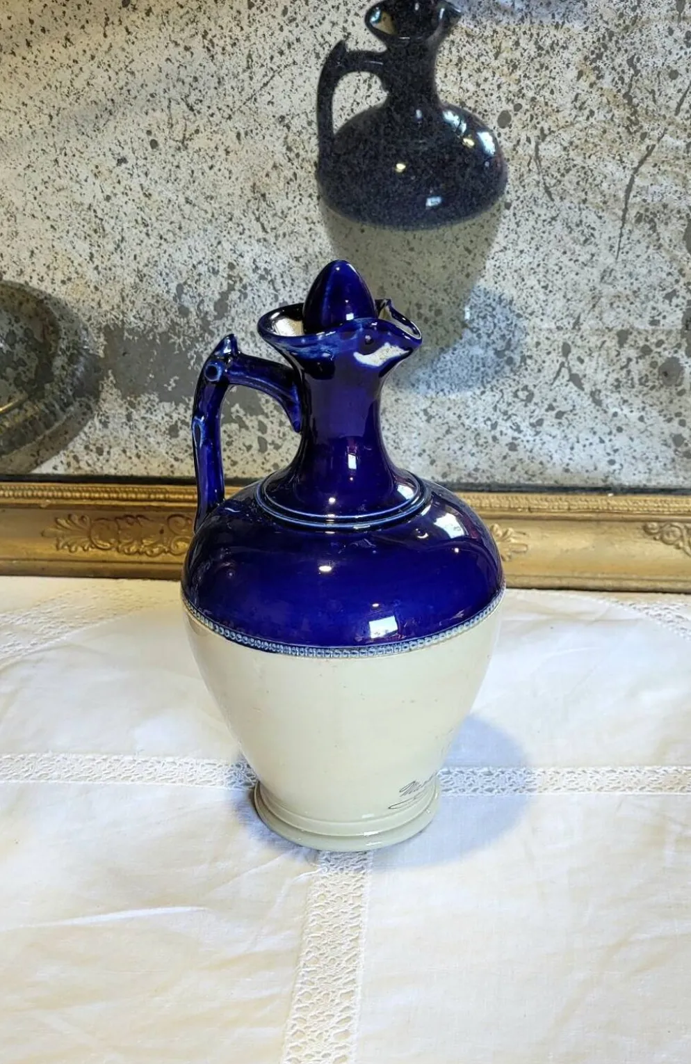 Bouteille ancienne terre de fer Saint Uze céramique carafe aiguiere