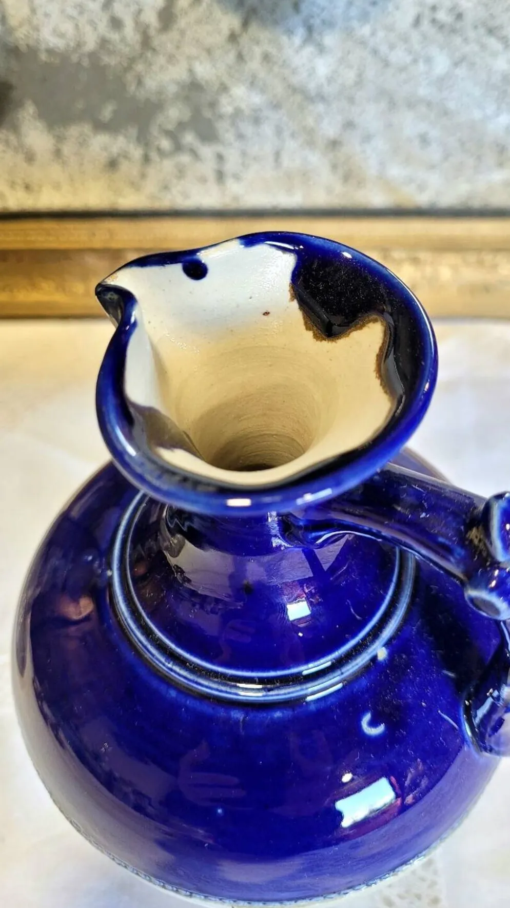 Bouteille ancienne terre de fer Saint Uze céramique carafe aiguiere