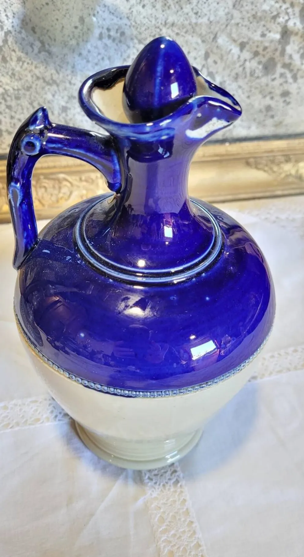 Bouteille ancienne terre de fer Saint Uze céramique carafe aiguiere