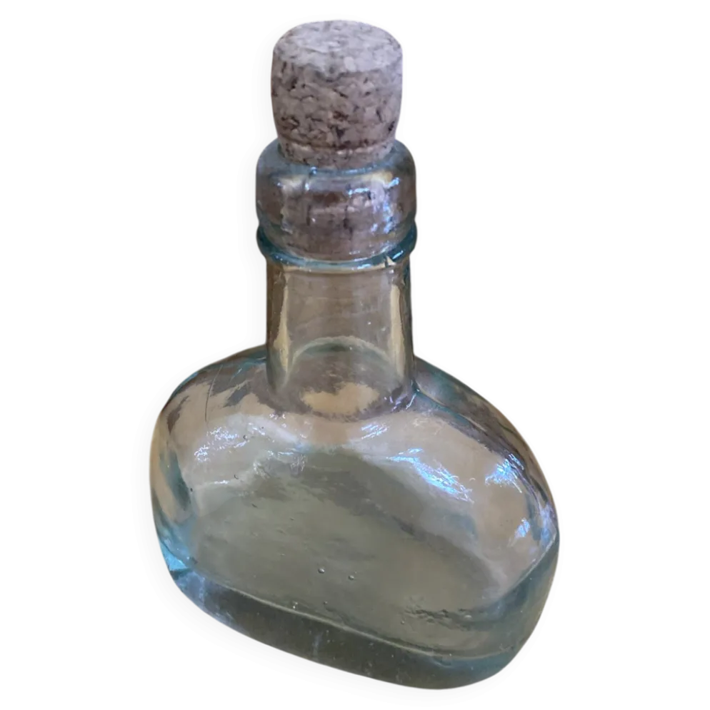 Bouteille Ancienne Verre Bullé + Bouchon Liège Vintage #E349