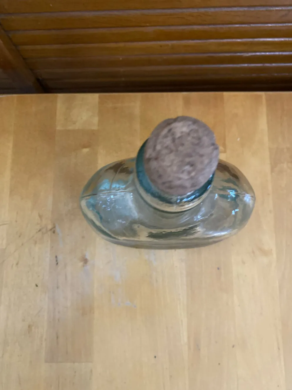 Bouteille Ancienne Verre Bullé + Bouchon Liège Vintage #E349