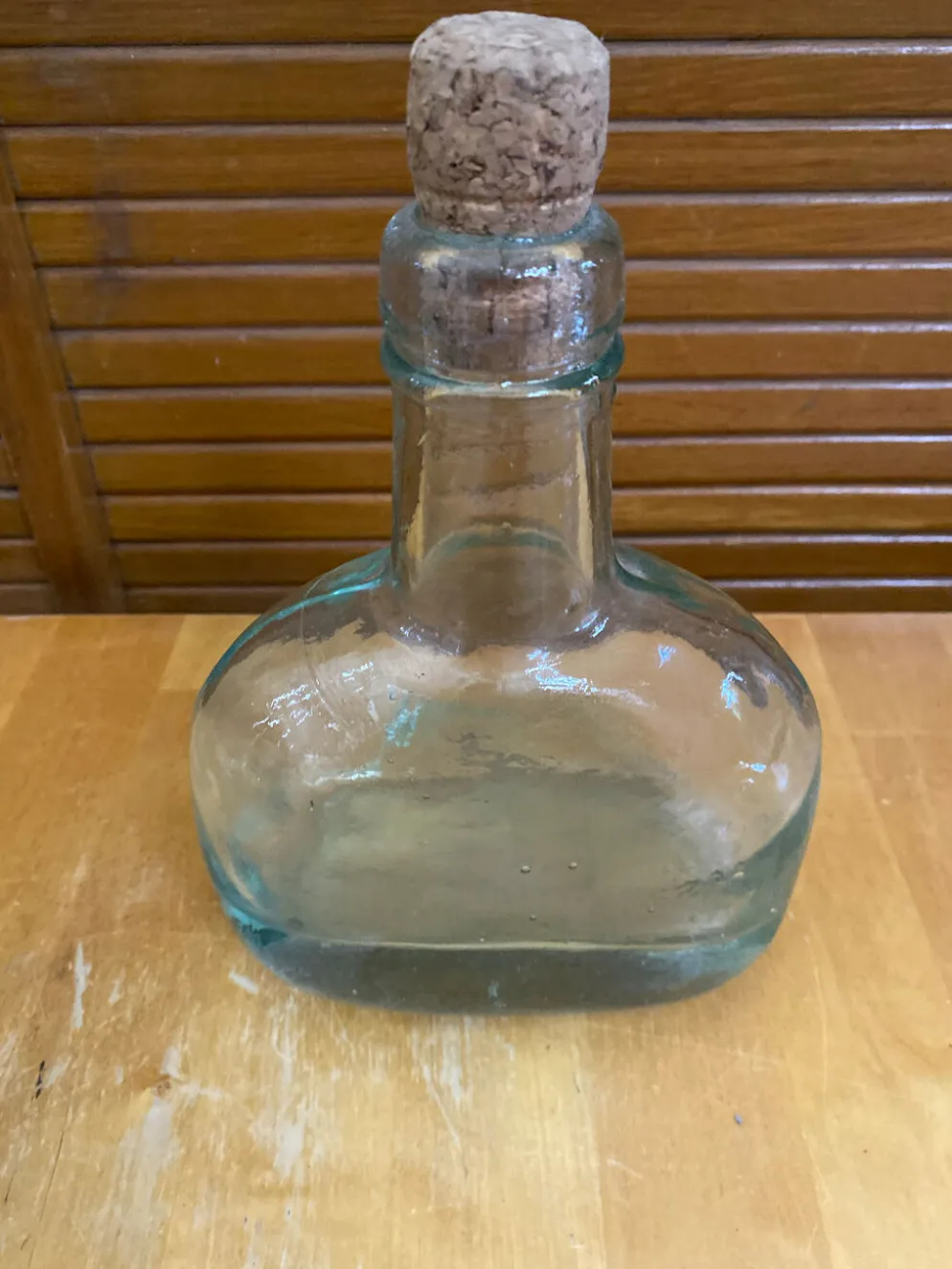 Bouteille Ancienne Verre Bullé + Bouchon Liège Vintage #E349