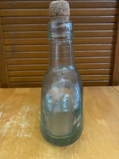 Bouteille Ancienne Verre Bullé + Bouchon Liège Vintage #E349