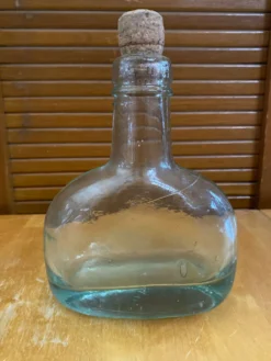 Bouteille Ancienne Verre Bullé + Bouchon Liège Vintage #E349