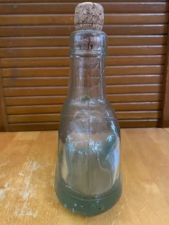 Bouteille Ancienne Verre Bullé + Bouchon Liège Vintage #E349