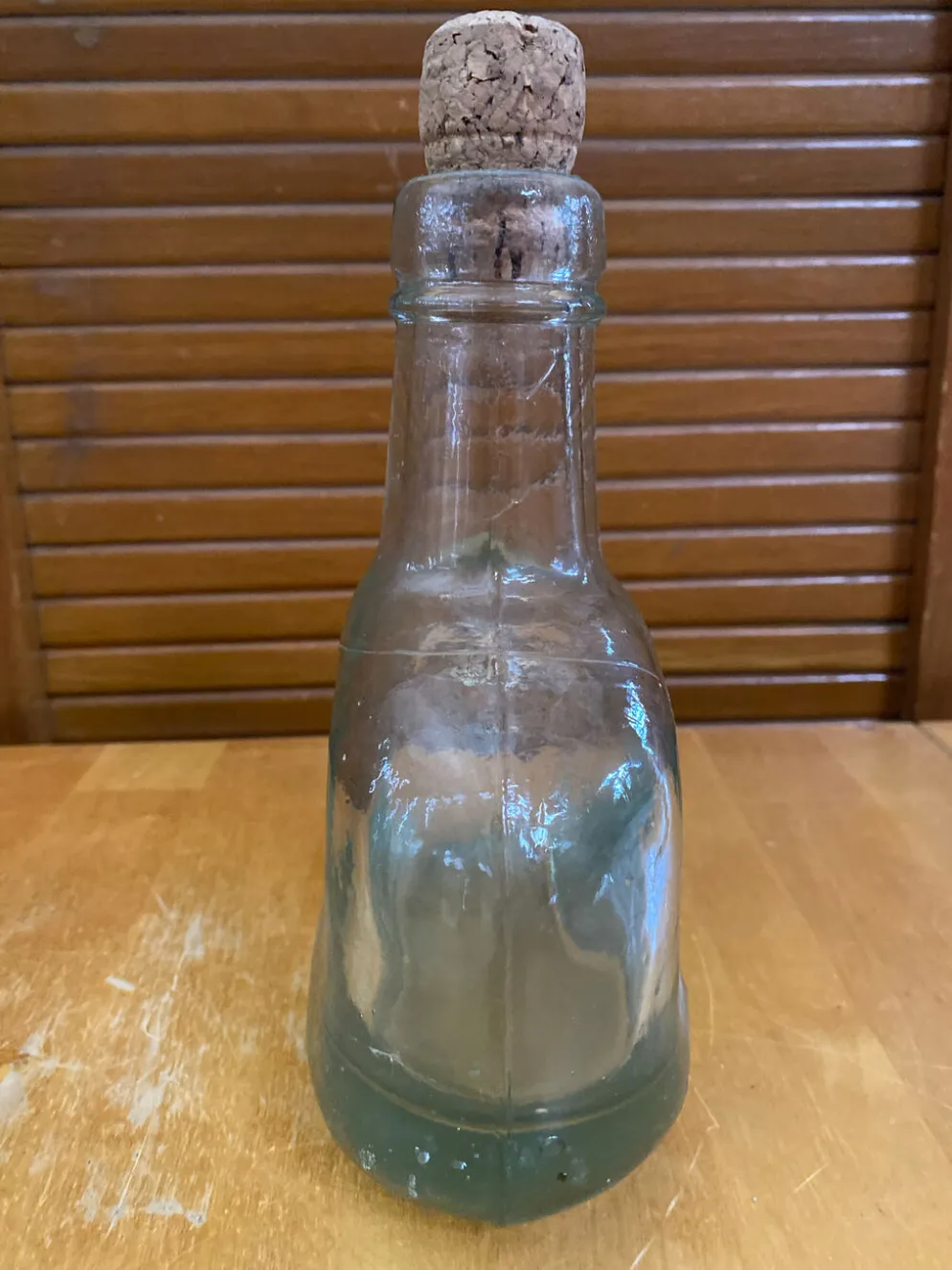 Bouteille Ancienne Verre Bullé + Bouchon Liège Vintage #E349