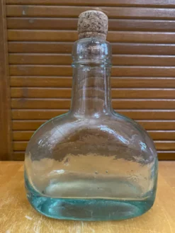 Bouteille Ancienne Verre Bullé + Bouchon Liège Vintage #E349