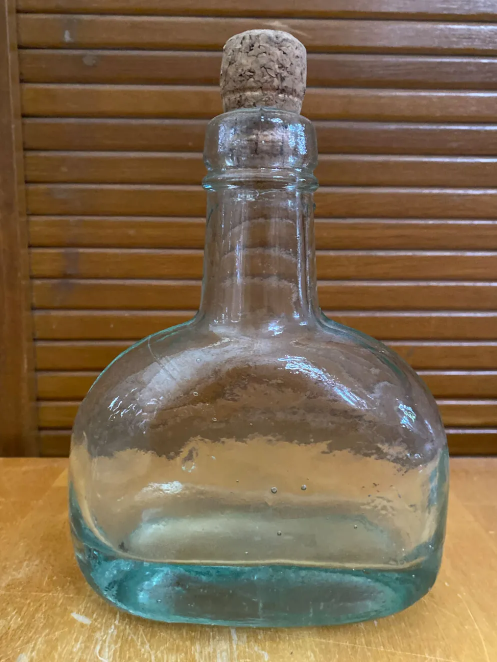 Bouteille Ancienne Verre Bullé + Bouchon Liège Vintage #E349