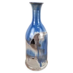 Bouteille bleu design signée - vase soliflore vintage