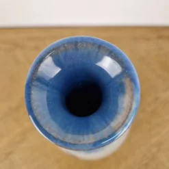 Bouteille bleu design signée - vase soliflore vintage