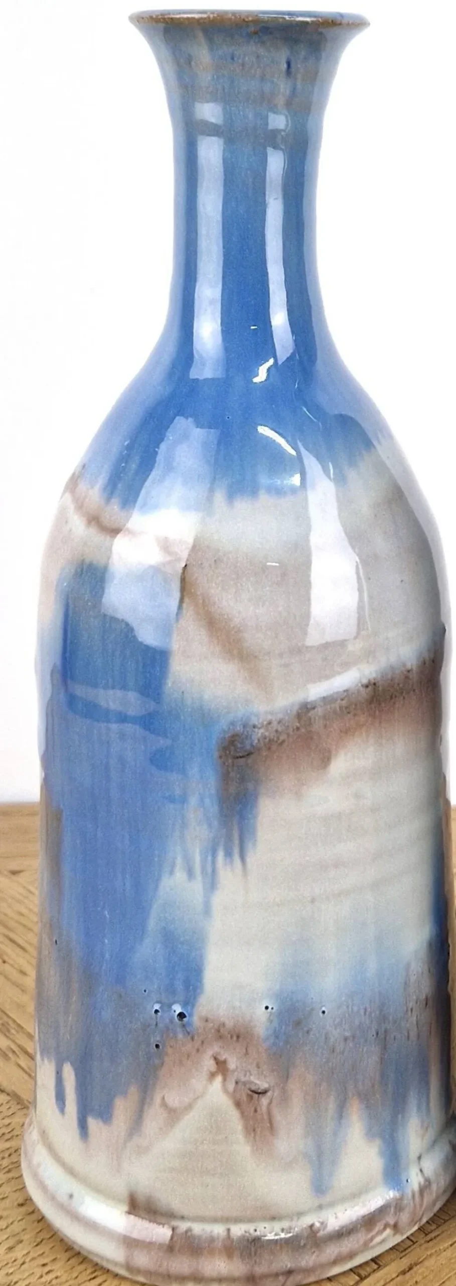 Bouteille bleu design signée - vase soliflore vintage