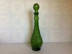 Bouteille carafe verte motif pomme poire raisin Italie