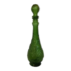 Bouteille carafe verte motif pomme poire raisin Italie