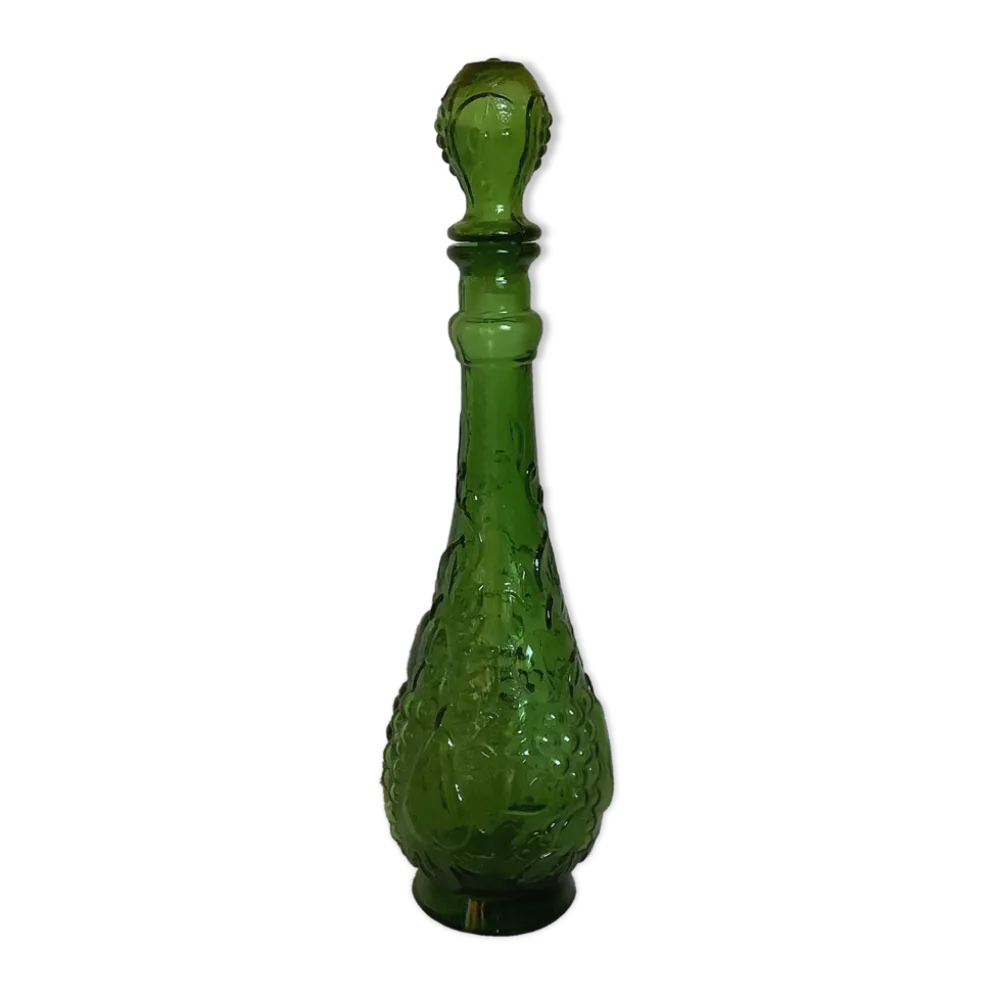 Bouteille carafe verte motif pomme poire raisin Italie