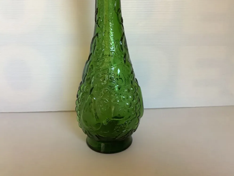 Bouteille carafe verte motif pomme poire raisin Italie