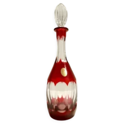 Bouteille à décanter en cristal de Bohême transparente et rouge de Dresden Crystal, Allemagne
