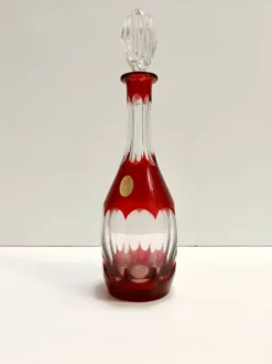 Bouteille à décanter en cristal de Bohême transparente et rouge de Dresden Crystal, Allemagne