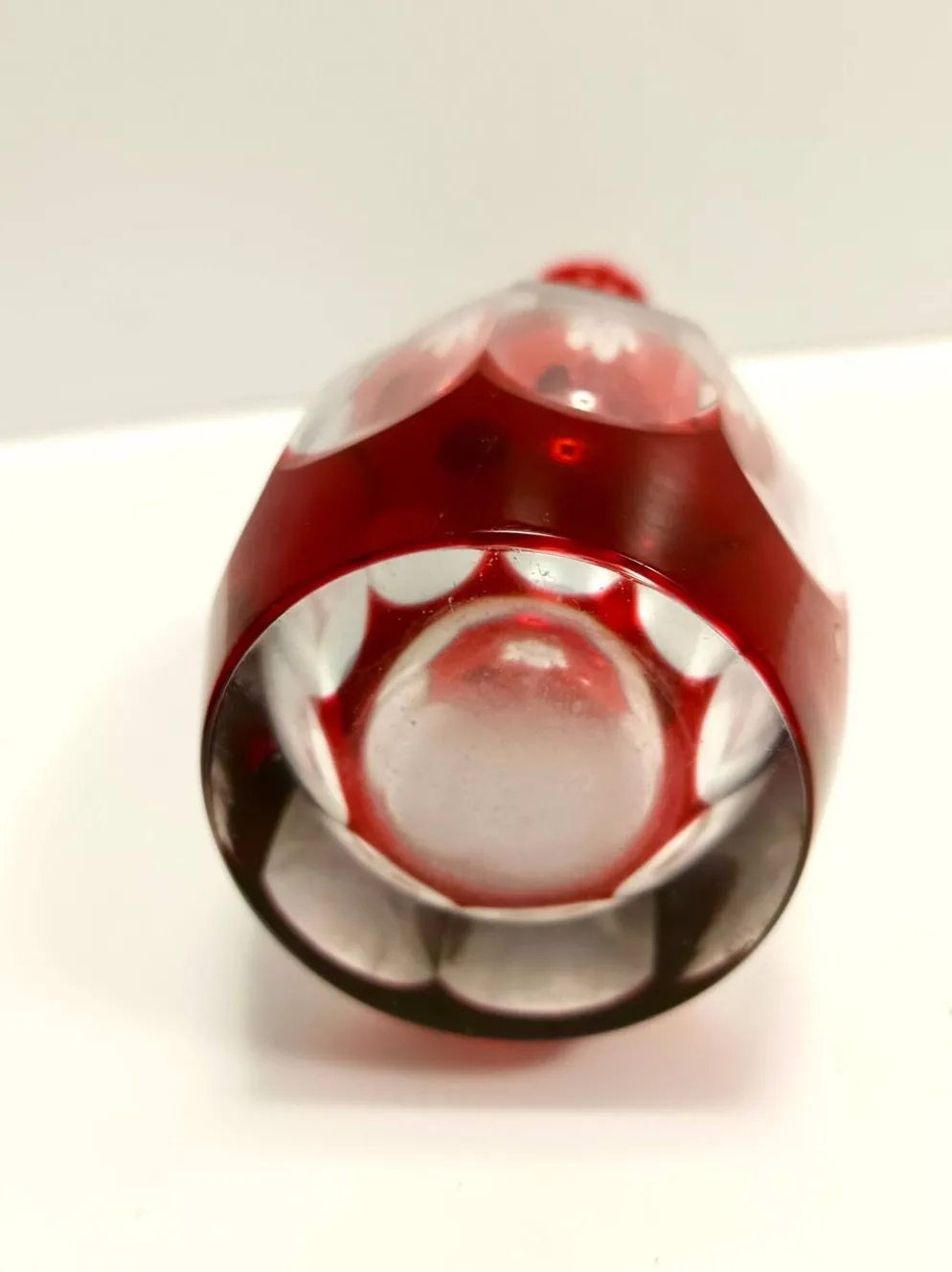 Bouteille à décanter en cristal de Bohême transparente et rouge de Dresden Crystal, Allemagne