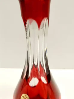 Bouteille à décanter en cristal de Bohême transparente et rouge de Dresden Crystal, Allemagne