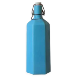 Bouteille de limonade en grès vernissé bleu , grès d'Alsace, poterie, collection