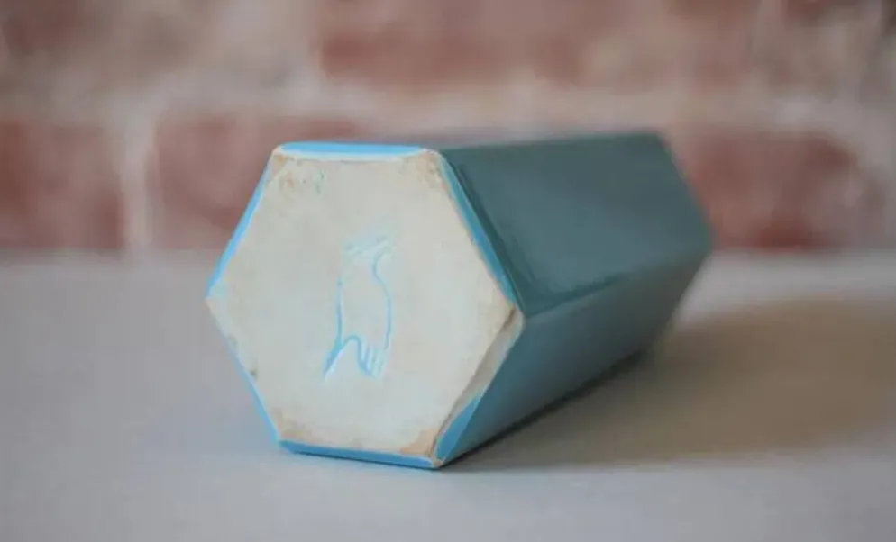 Bouteille de limonade en grès vernissé bleu , grès d'Alsace, poterie, collection