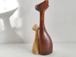 Bouteille de liqueur vintage 1950 chat chats ceramique 50s noyau de poissy