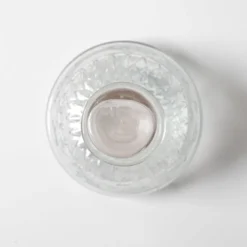 Bouteille de vin en verre pressé clair avec motif floral et bouchon / Italie / 1930
