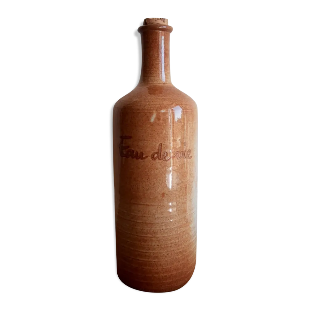 Bouteille eau de vie en grès Mongolfier vintage