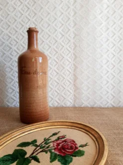 Bouteille eau de vie en grès Mongolfier vintage