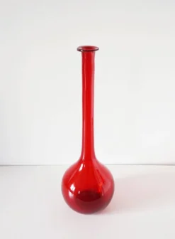 Bouteille Empoli italienne en verre soufflé rouge