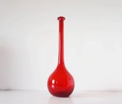 Bouteille Empoli italienne en verre soufflé rouge