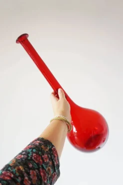 Bouteille Empoli italienne en verre soufflé rouge