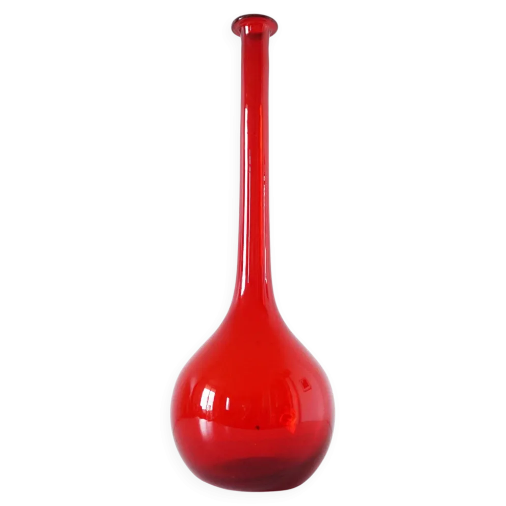 Bouteille Empoli italienne en verre soufflé rouge