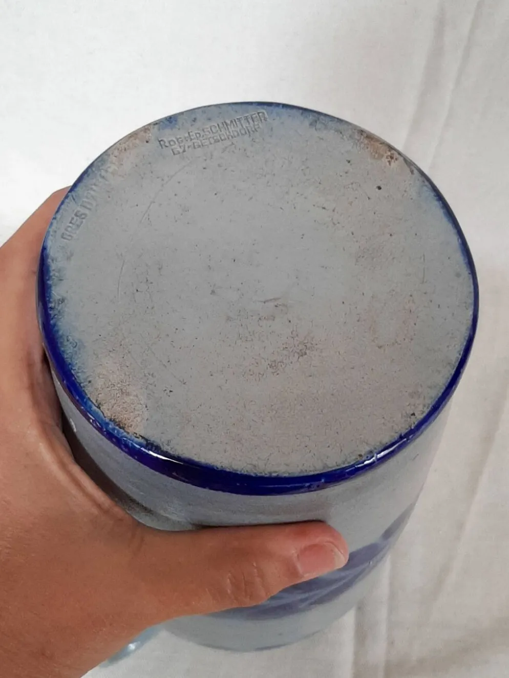 Bouteille en grès bleu d'Alsace Poterie Schmitter Betschdorf