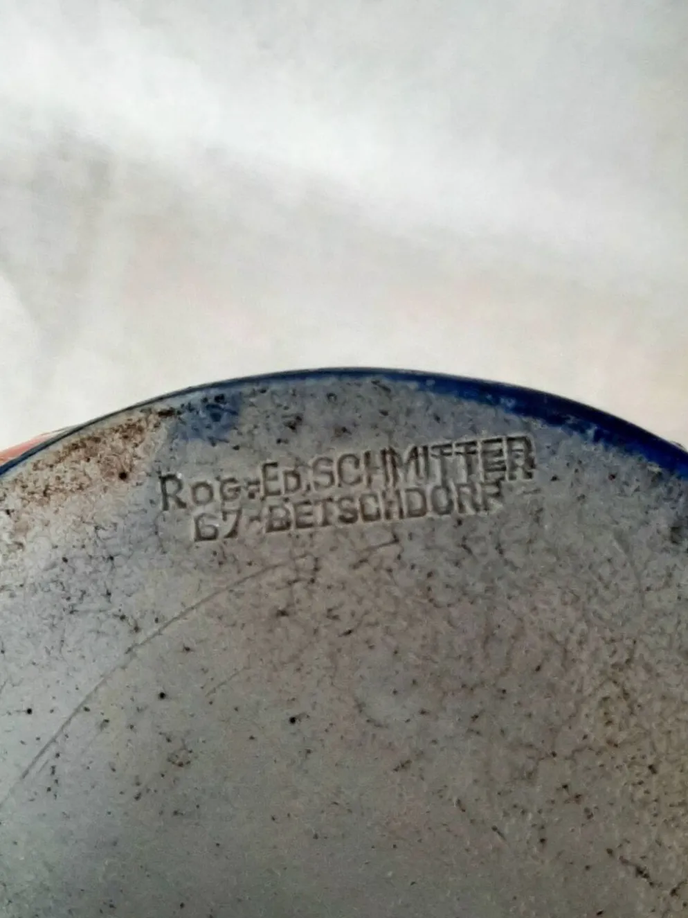 Bouteille en grès bleu d'Alsace Poterie Schmitter Betschdorf