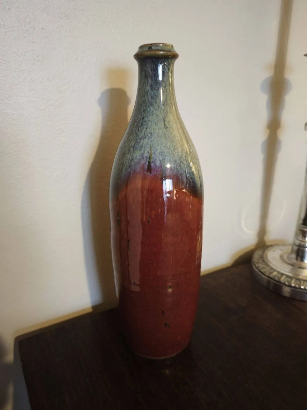 Bouteille en grès émaillé signée Pépin