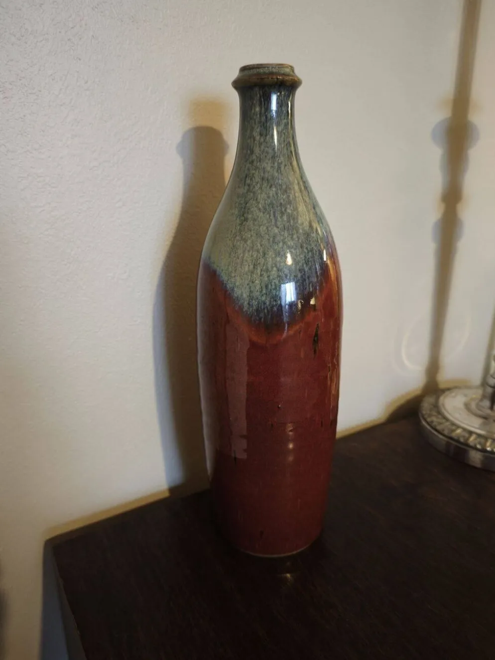 Bouteille en grès émaillé signée Pépin