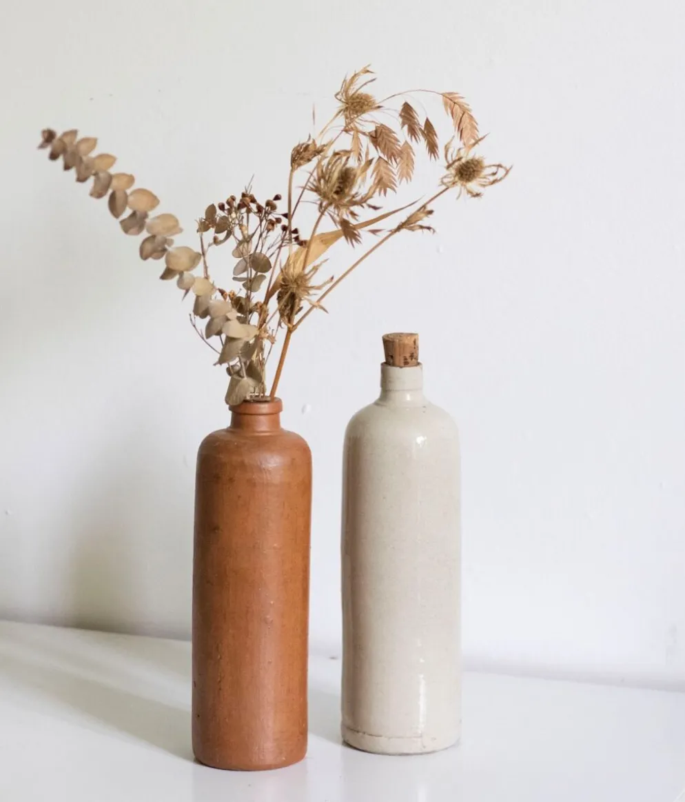Bouteille en grès marron vintage